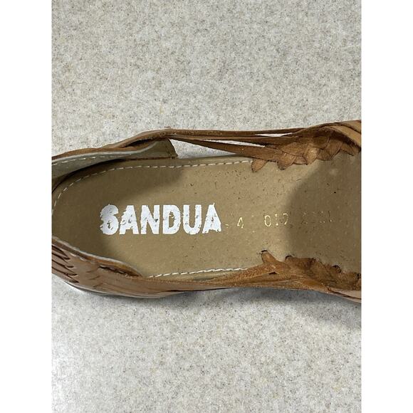 Sandua Women's Floral Embroidered Flats Size 7 Mexican Sandals Brown Leather - Picture 10 of 11